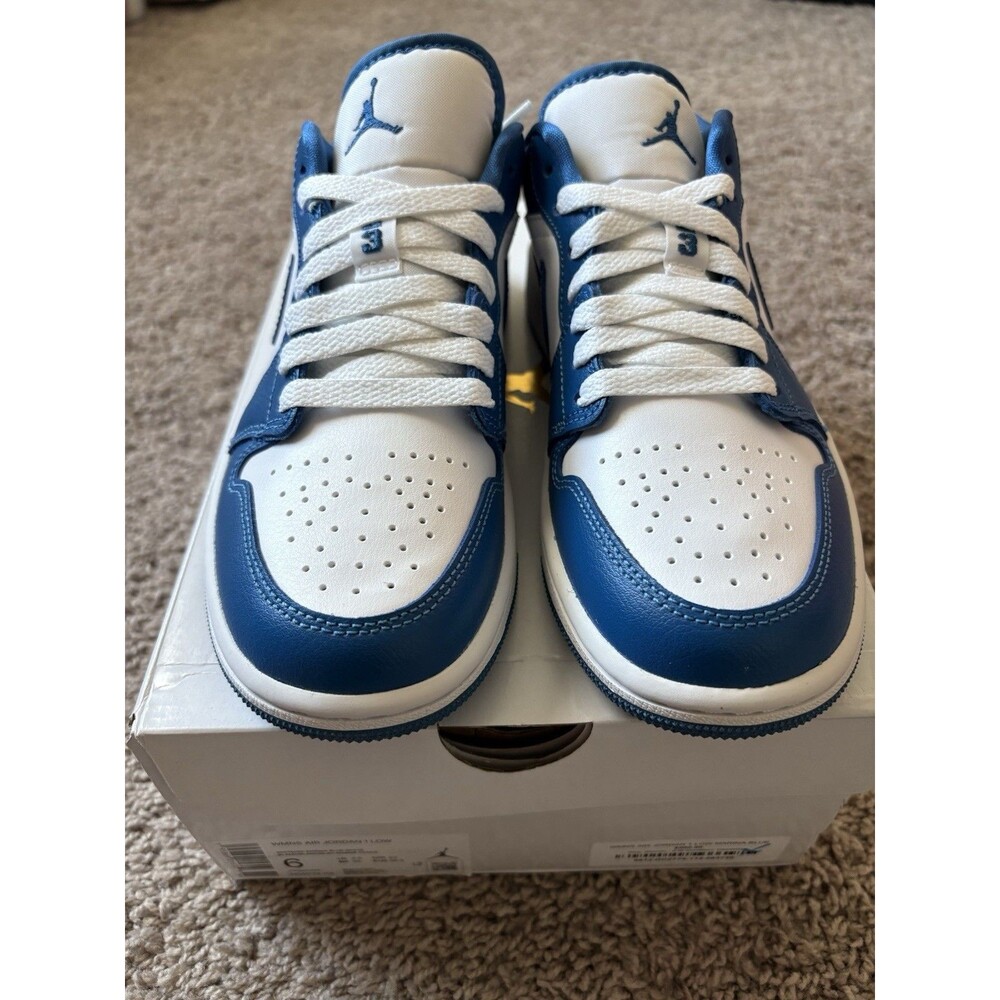 Nike Jordan 1 Low White Dark Marina Blue DC0774-114 Women's Size 6 New Sneaker
